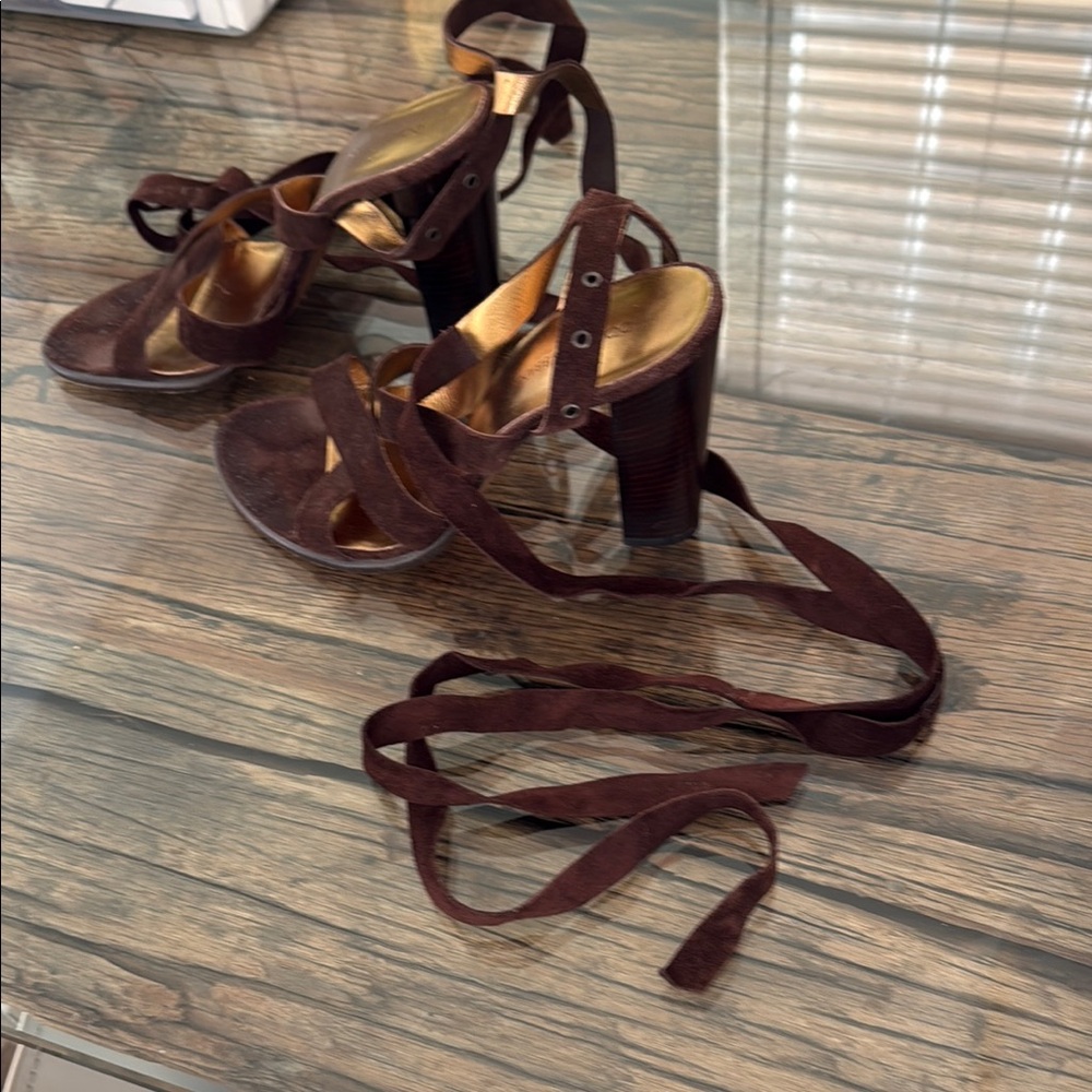 Dolce & Gabbana Brown Suede Heeled Shoes with lace up suede straps Elegant - Picture 3 of 6